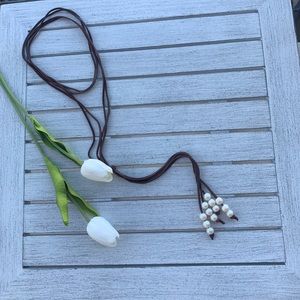 Leather Pearl Necklace